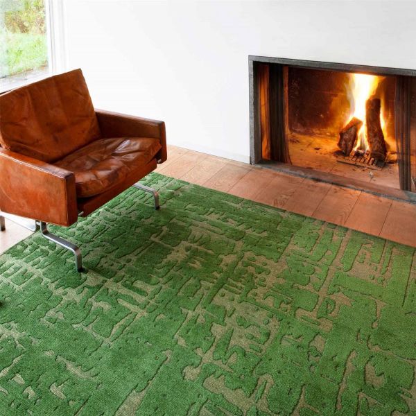 Louis De Poortere Abstract Structures Baobab Rugs 9202 in Perriers Green