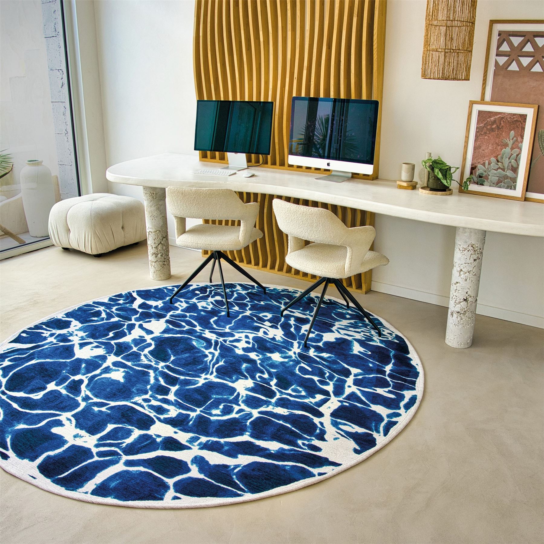 Louis De Poortere Designer Swim Round Rugs in 9351 Surf