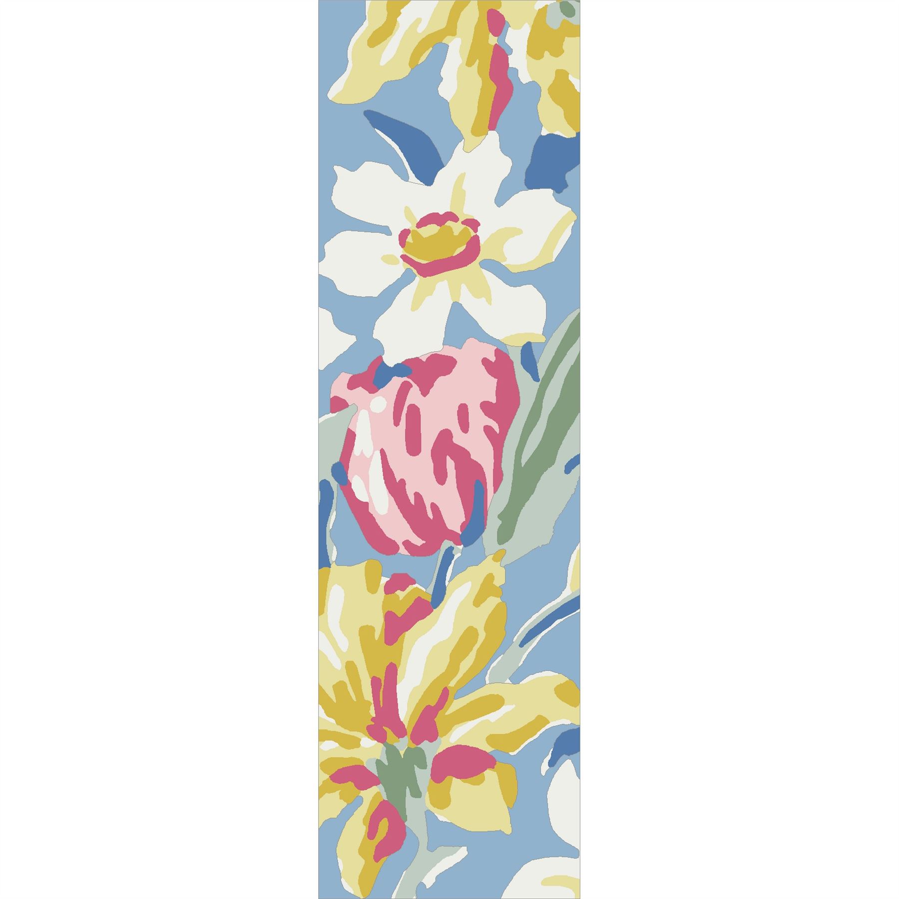 Tulips Floral 082208 Runner Rug by Laura Ashley in China Blue