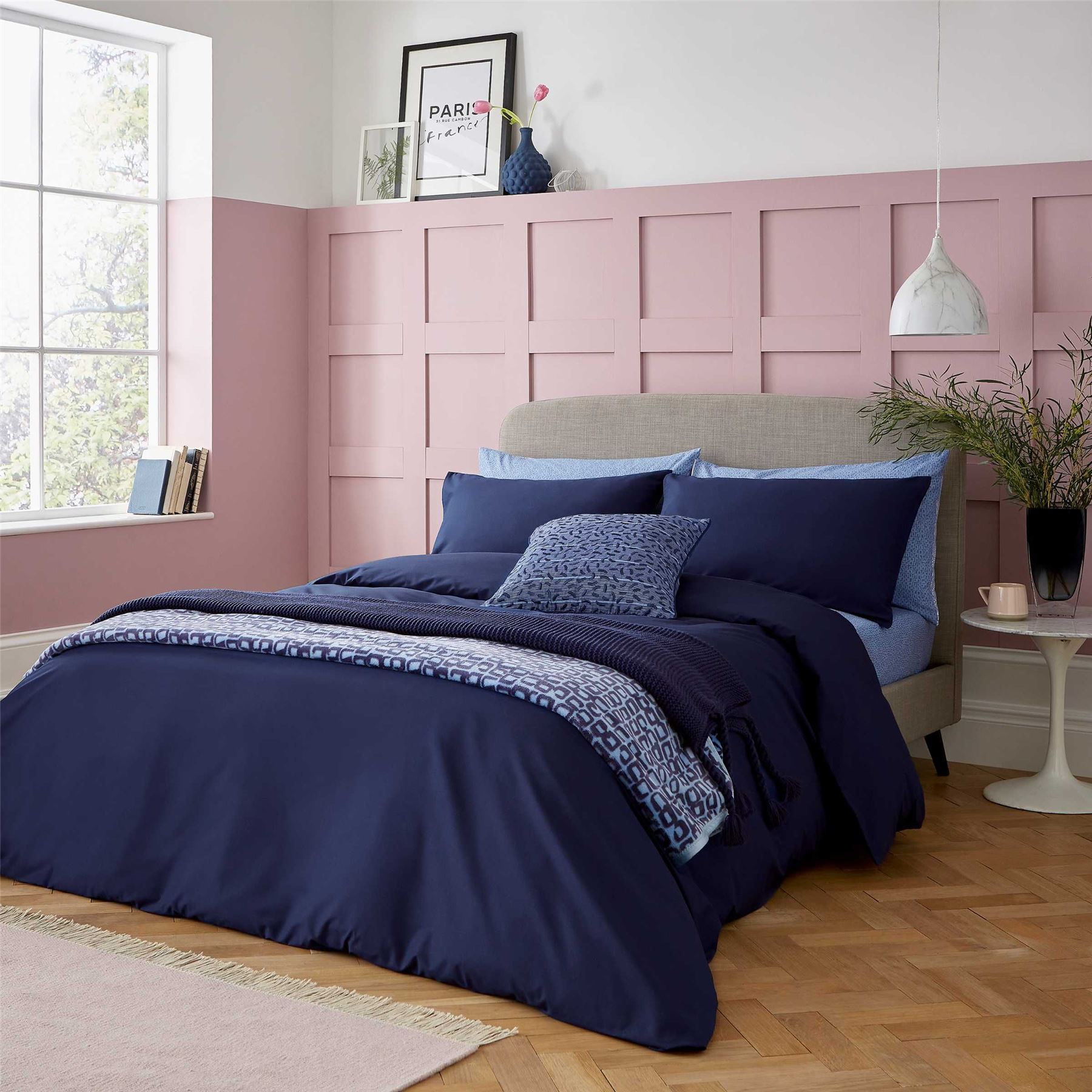 Aster Plain Bedding by Helena Springfield in Navy Blue