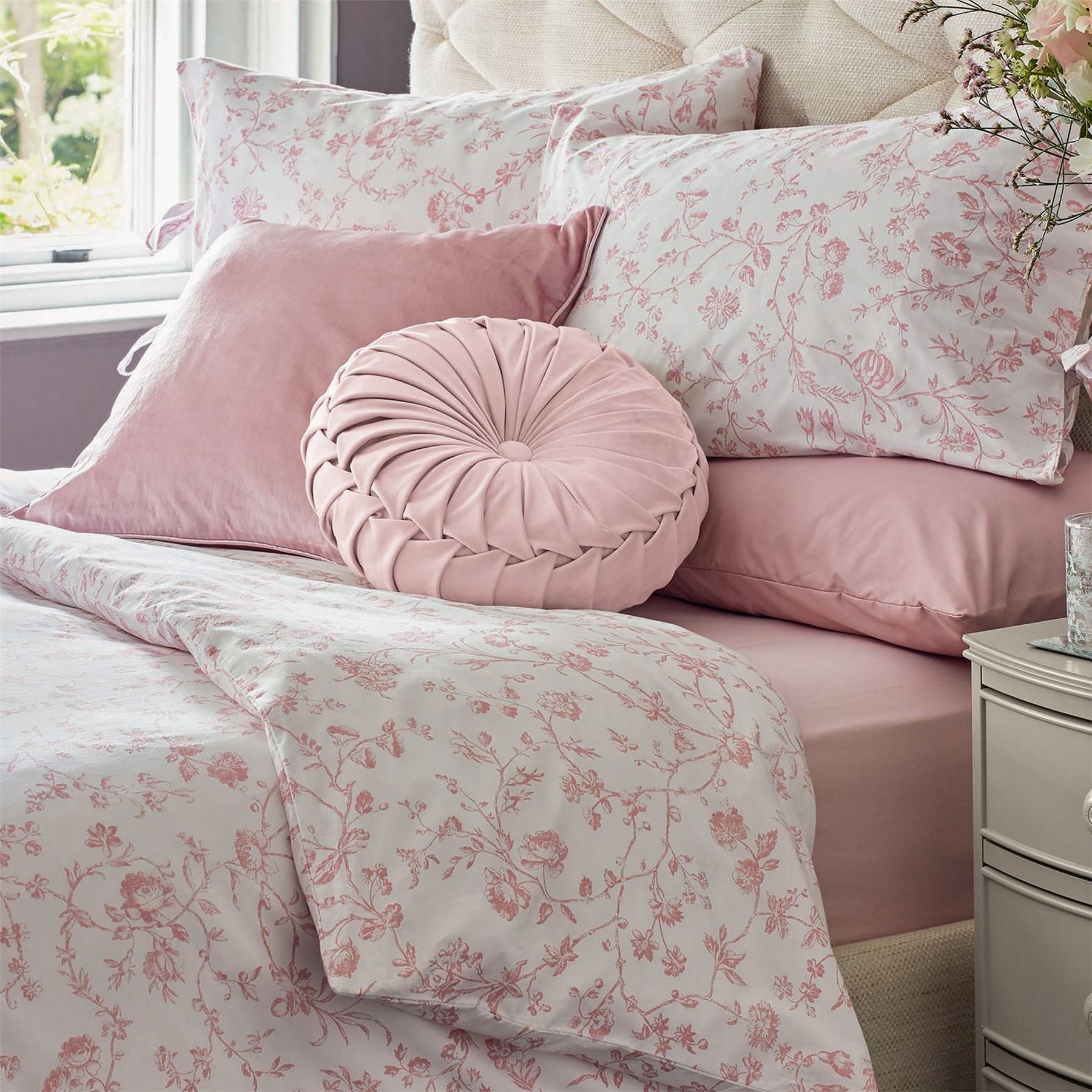 Aria Cotton Bedding Set by Laura Ashley in Blush Pink