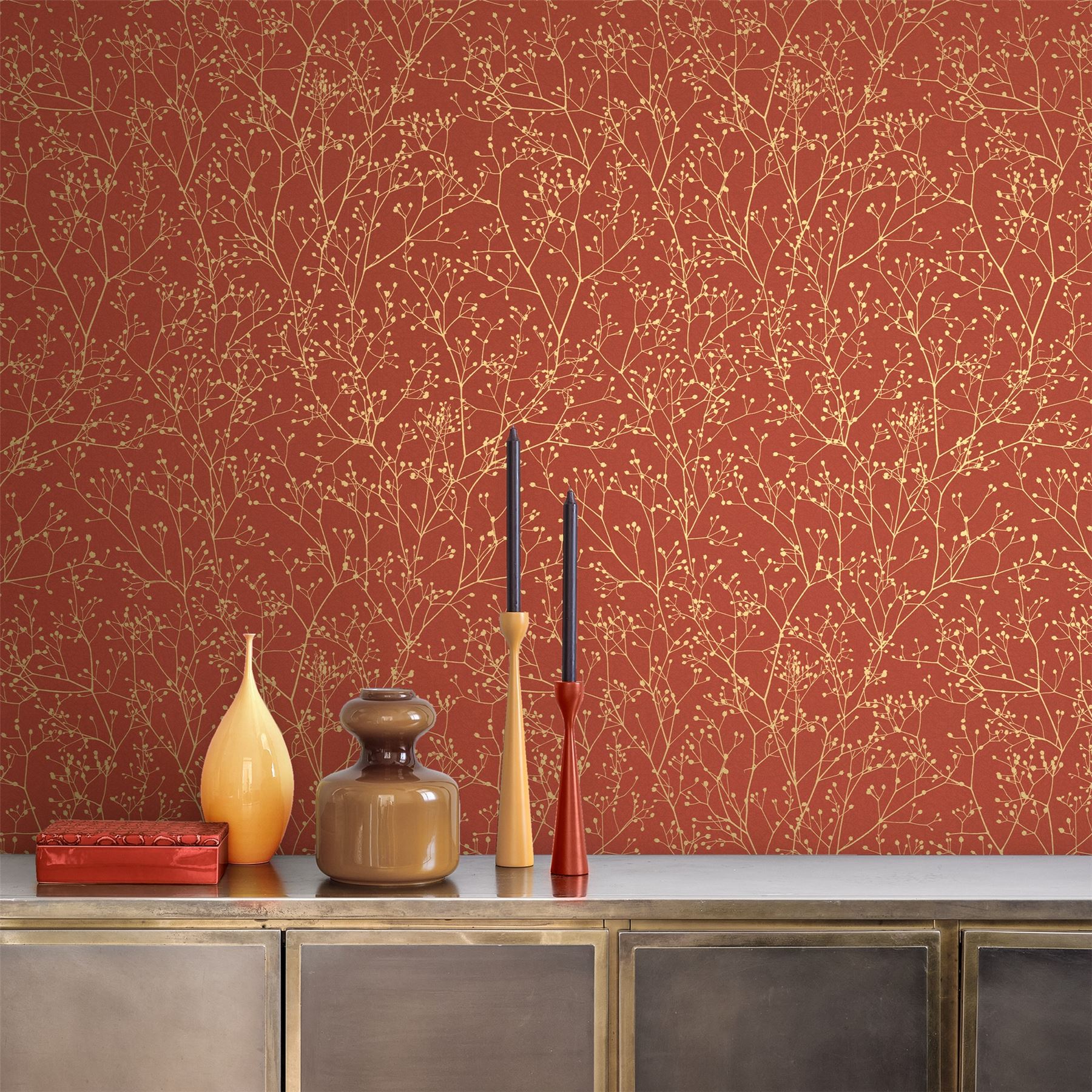 Gypsophila Wallpaper 120401 by Clarissa Hulse in Paprika Gold