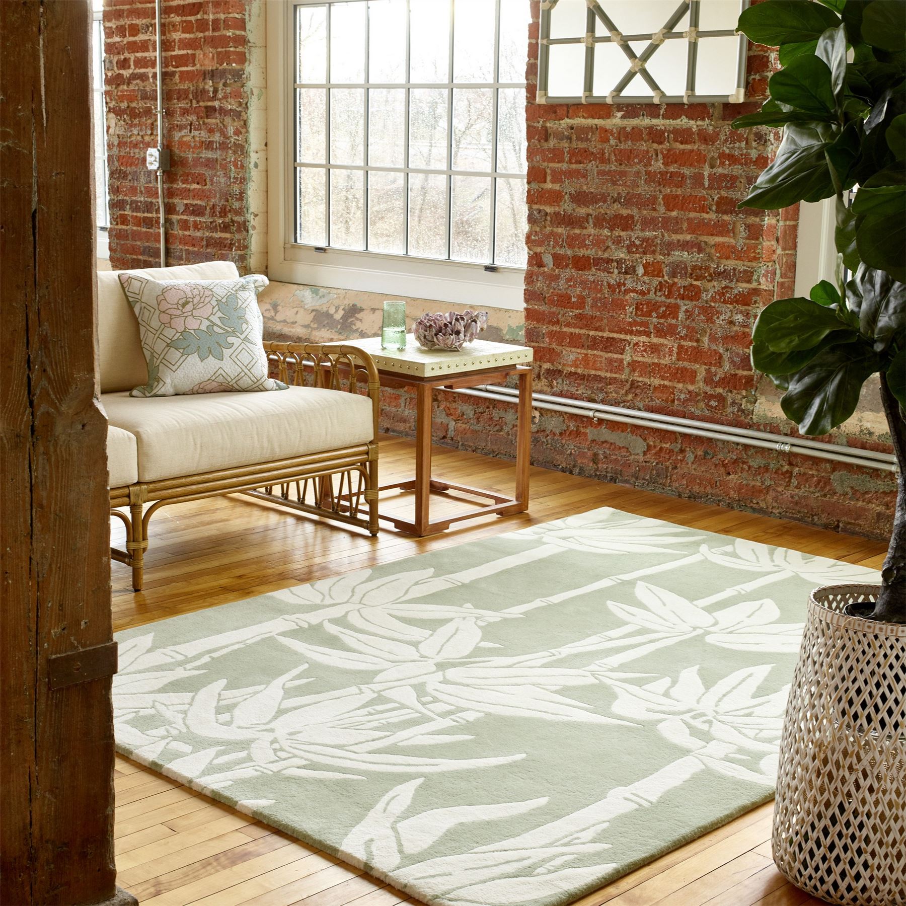 Japanese Bamboo Rugs 039507 in Jade by Florence Broadhurst