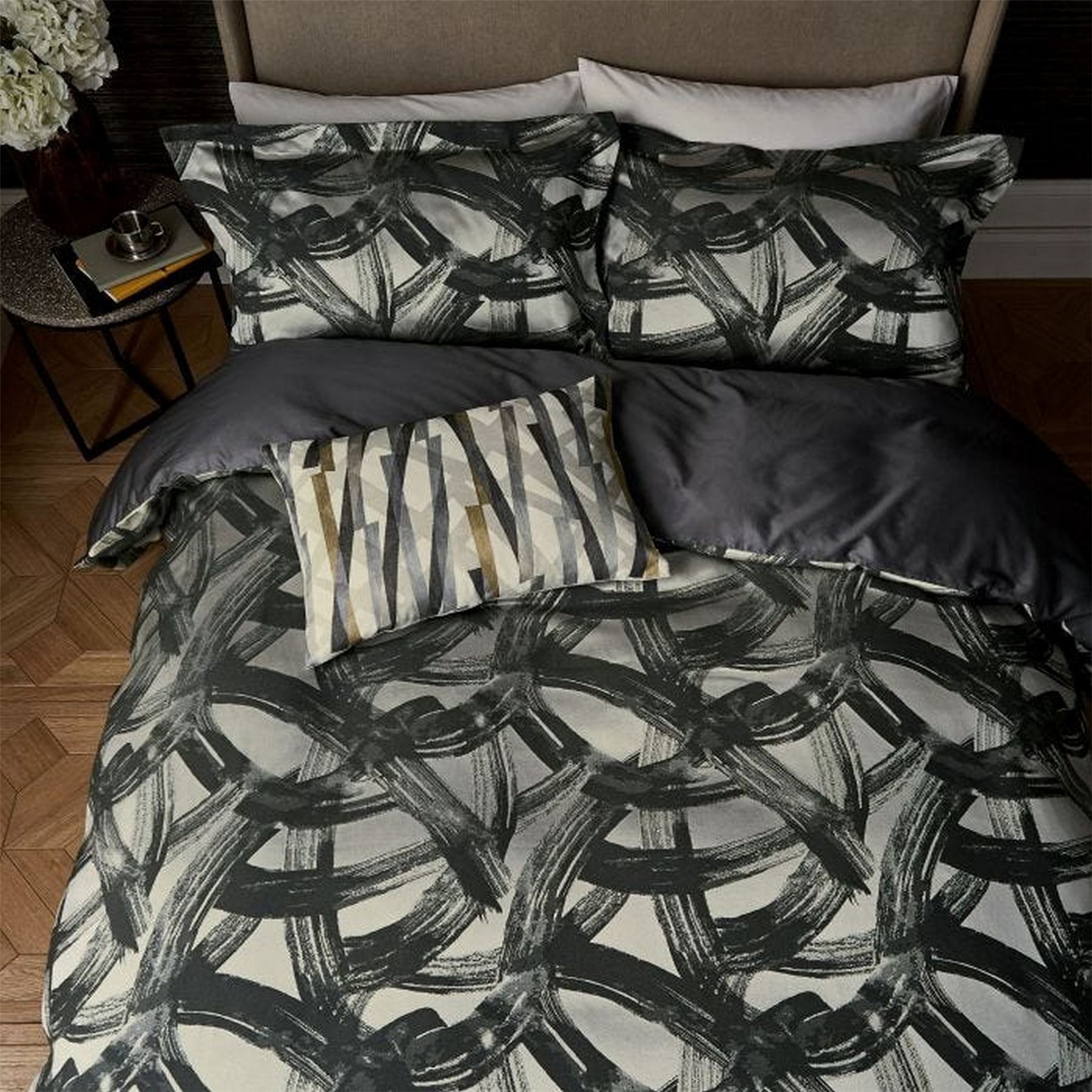 Typhonic Bedding and Pillowcase By Harlequin in Graphite Grey