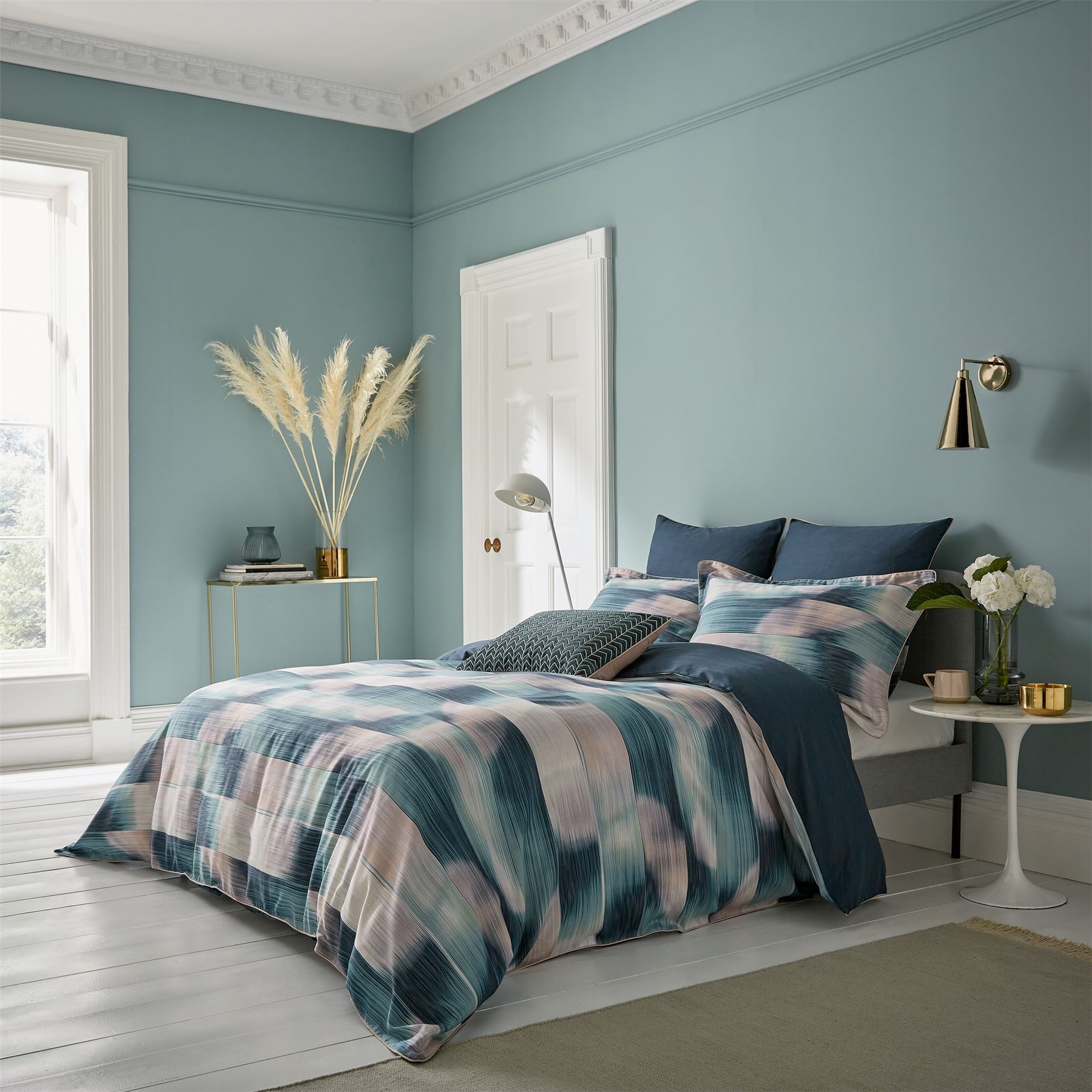 Oscillation Ikat Bedding by Harlequin in Cascade Green