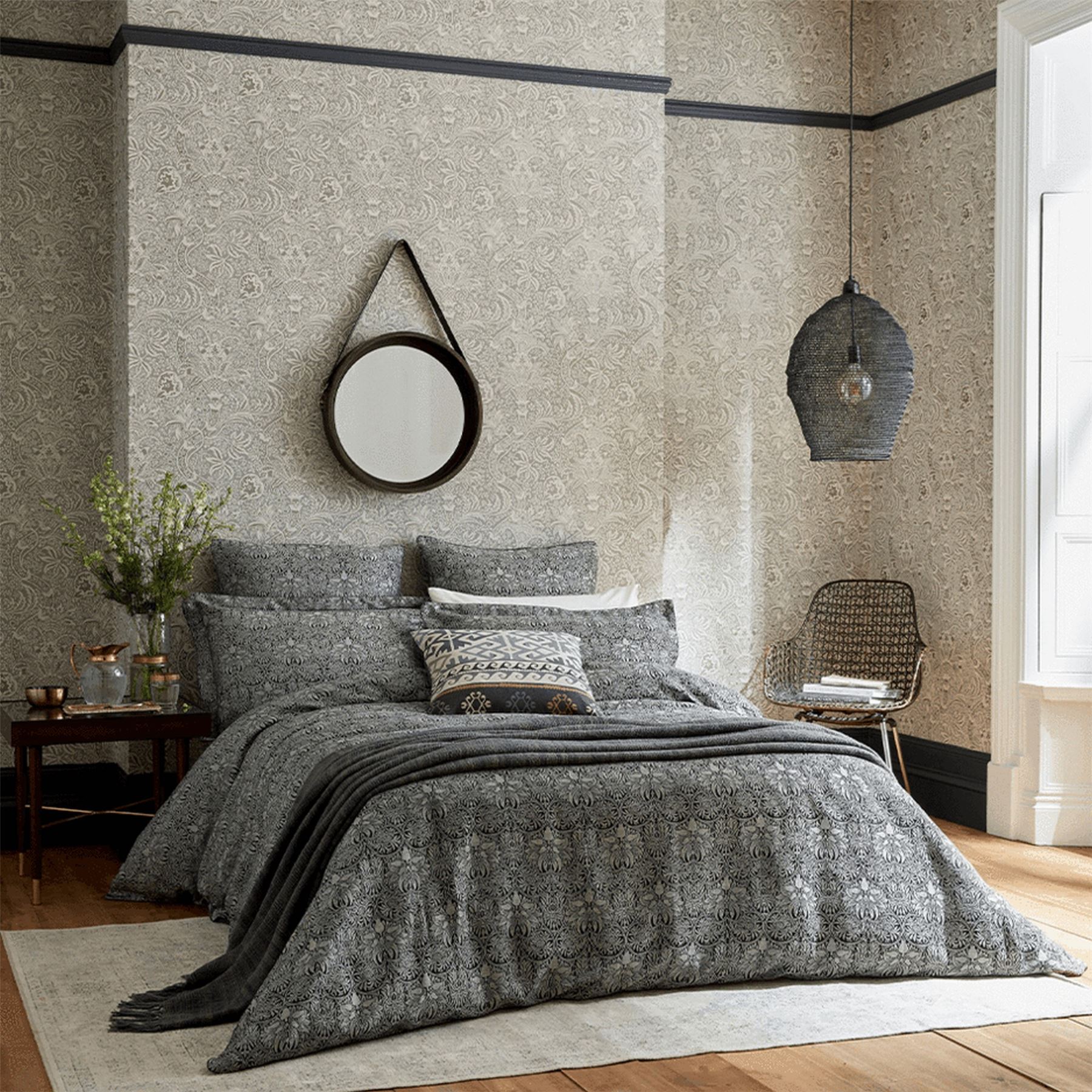 Crown Imperial Bedding in Charcoal by William Morris