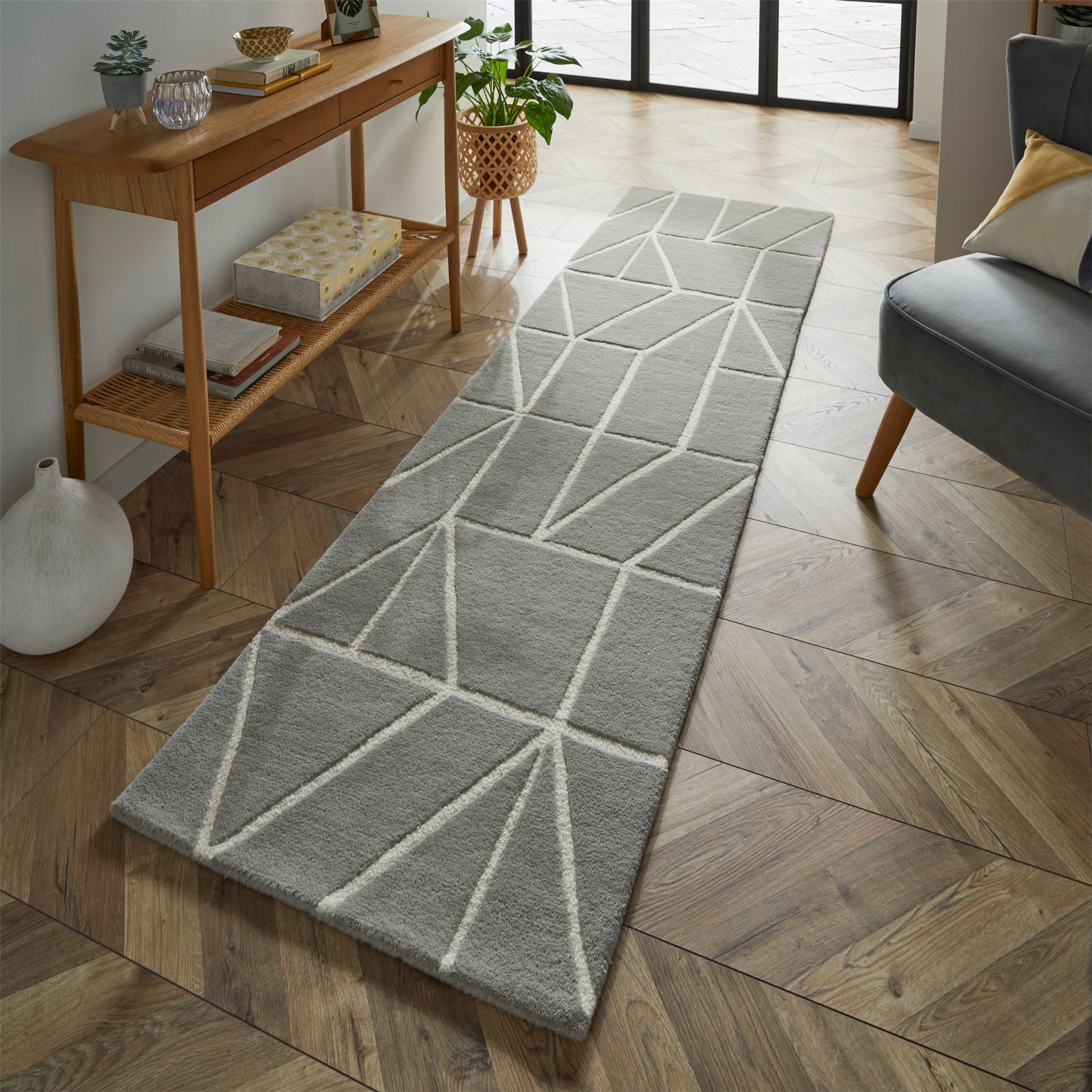 Viso Geometric Rugs in 24004 Steel Grey by Scion