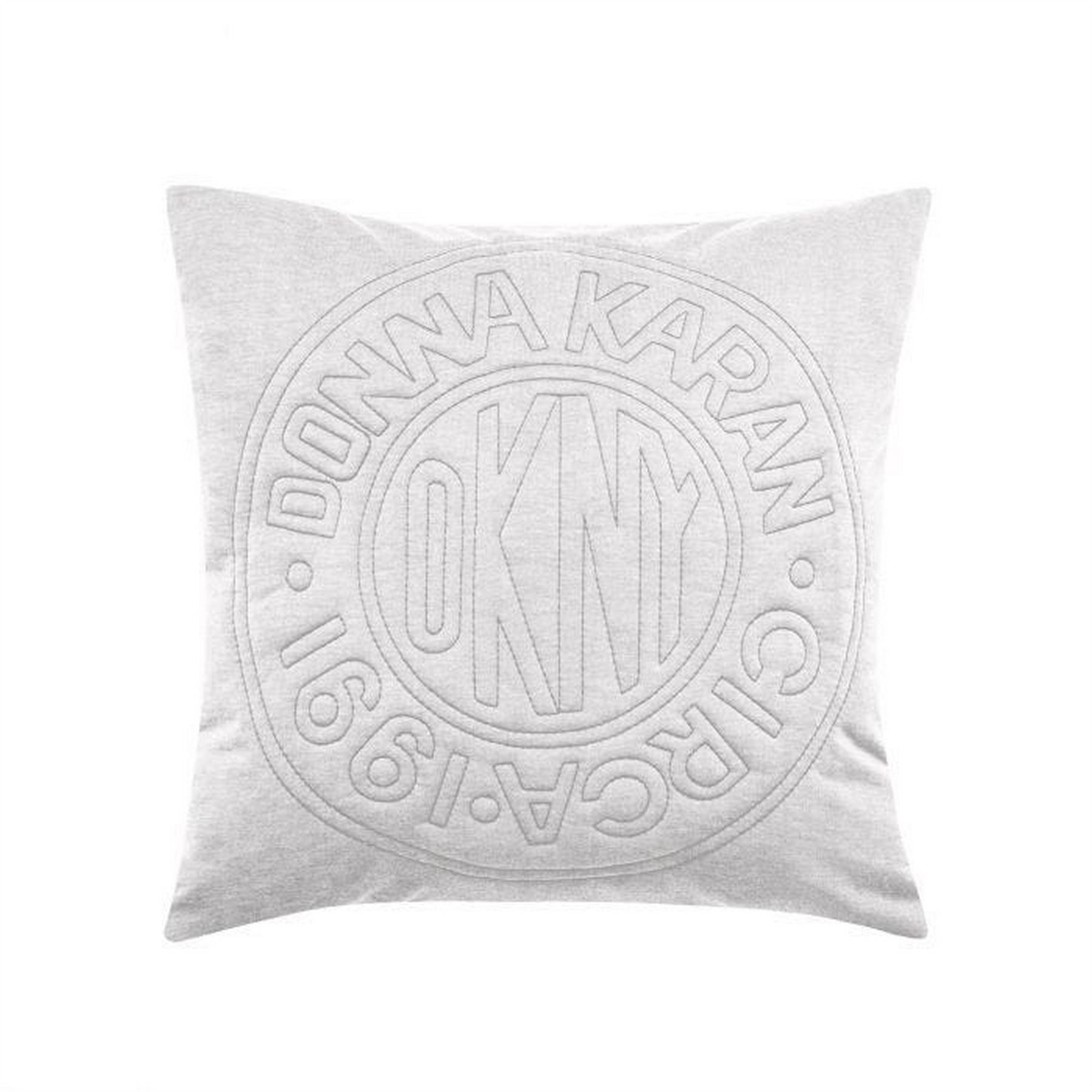 Circle Logo Embellished Cushion by DKNY in Silver Grey