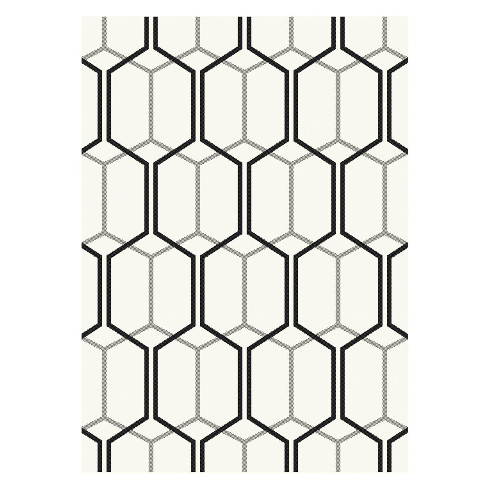 Patio Geometric PAT08 Hexagon Outdoor Rugs in Ivory White