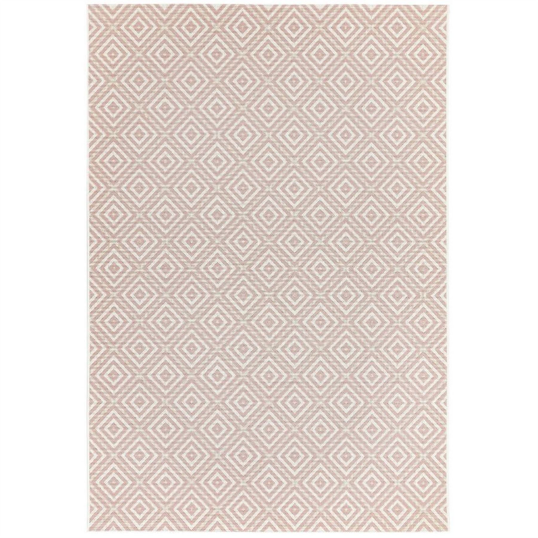 Patio Geo Diamond PAT13 Outdoor Rugs in Pink White